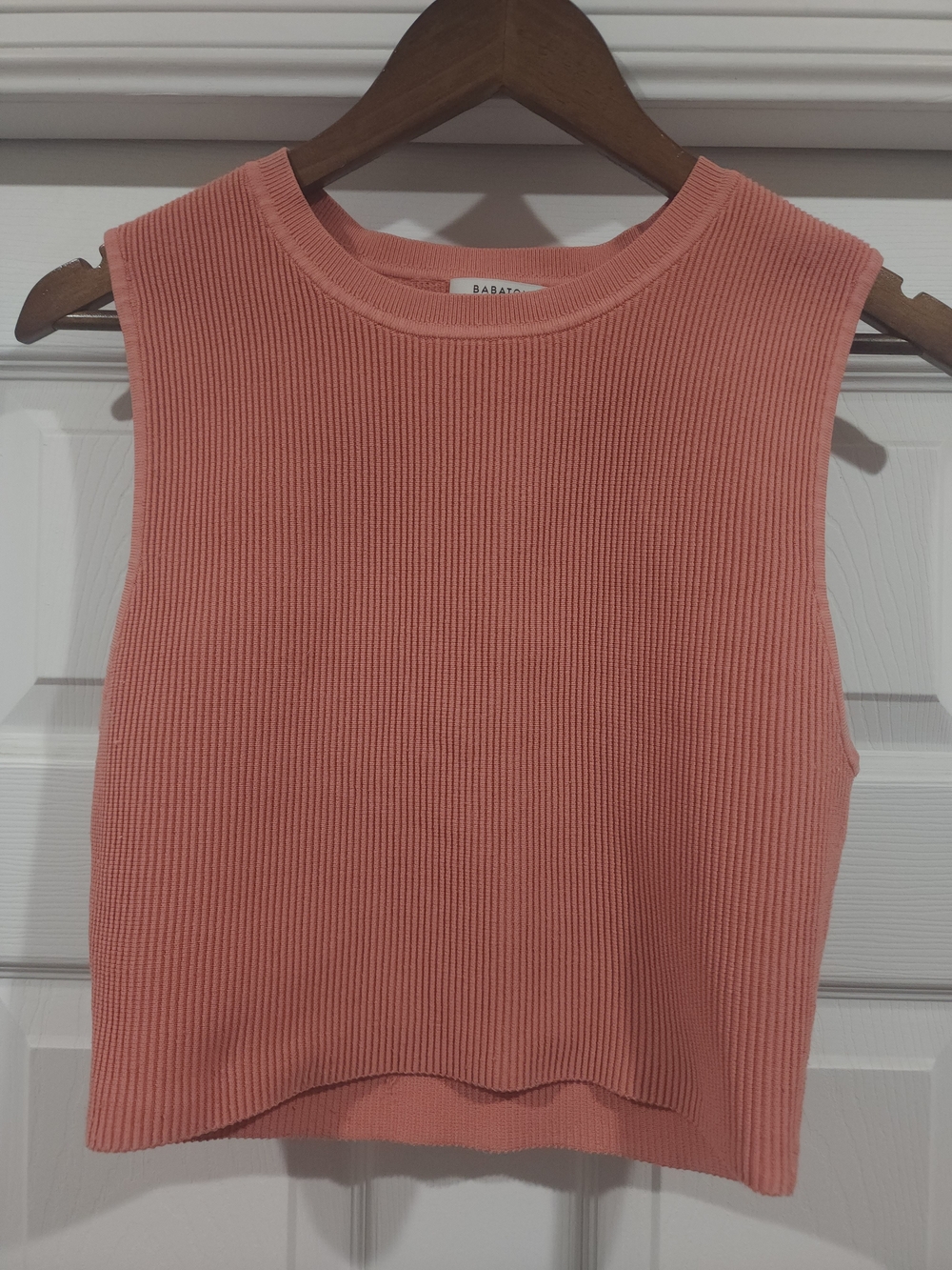 Babaton Ribbed Sleeveless Tank Top - Coral Pink